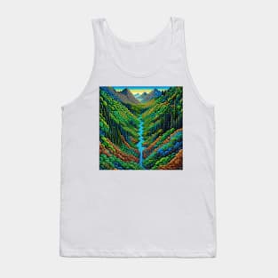 [AI Art] Green Valley, Optical Art Style Tank Top